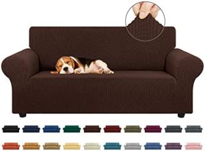 Read more about the article KEKUOU Stretch Loveseat Couch Cowl Slipcover,Sofa Covers for two Cushion Sofa Couch (55″-79″) Furnishings Protector Couch with Elastic Backside for Youngsters,Canine. Jacquard Small Checked (Medium,Chocolate)